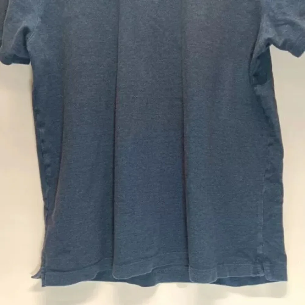 Banana Republic Pique Polo Men's Large Heathered Blue Front Pocket Top Shirt GUC